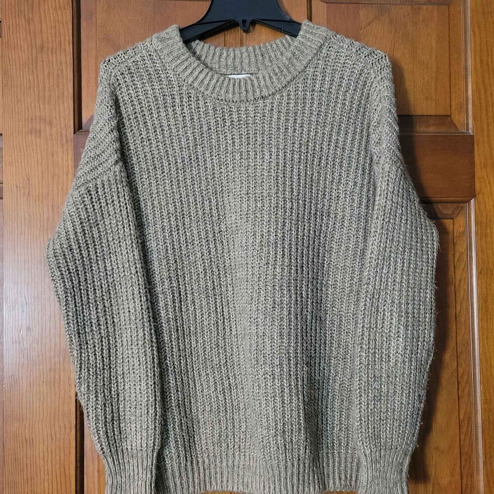 Women's Size XS SO Brand Oversized Knit Sweater Beige Long Sleeve